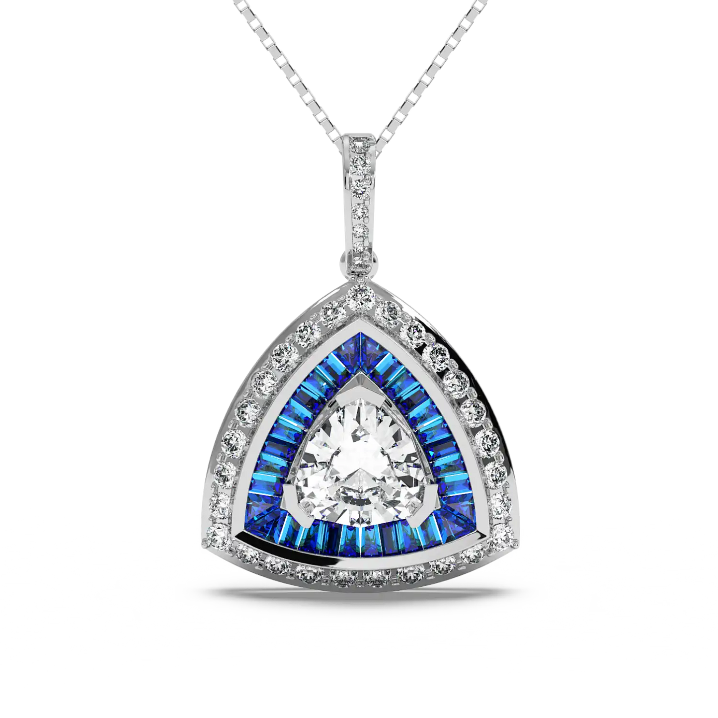 Azure Trillion Halo Pendant