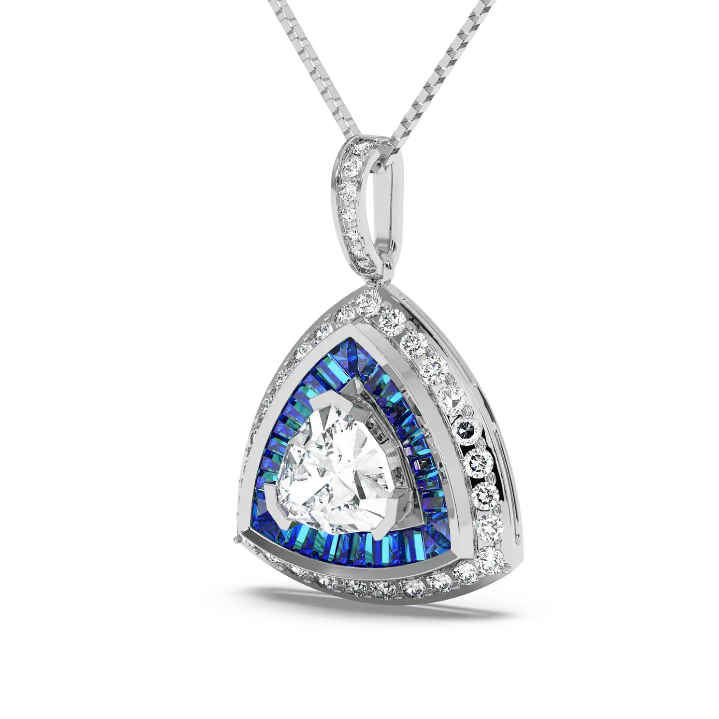 Azure Trillion Halo Pendant