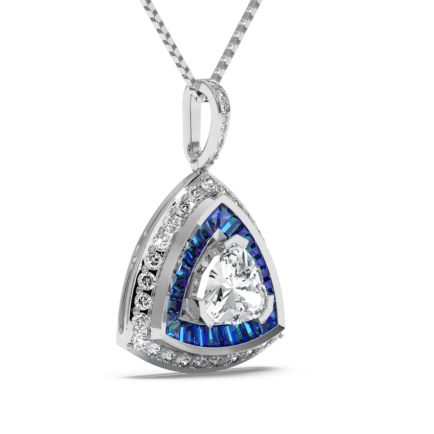 Azure Trillion Halo Pendant