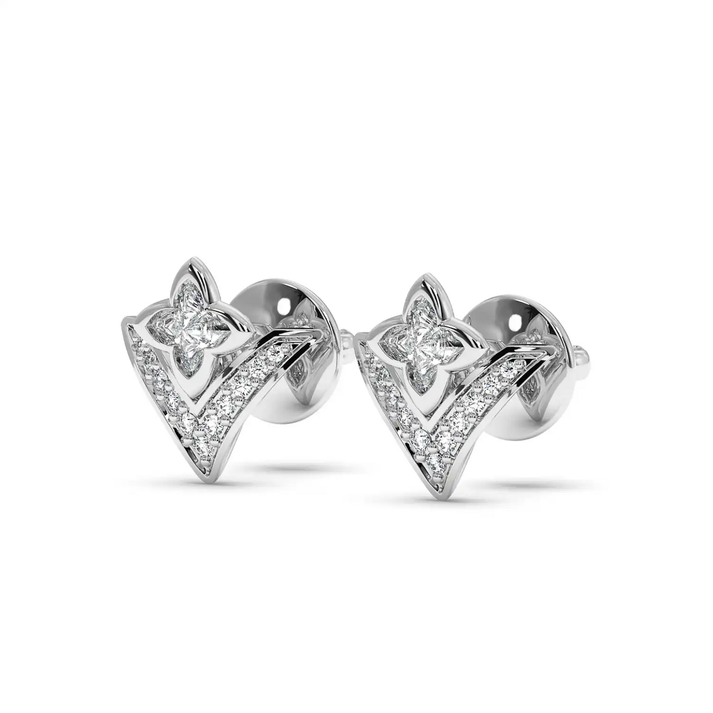 Floral V-Stud Earrings