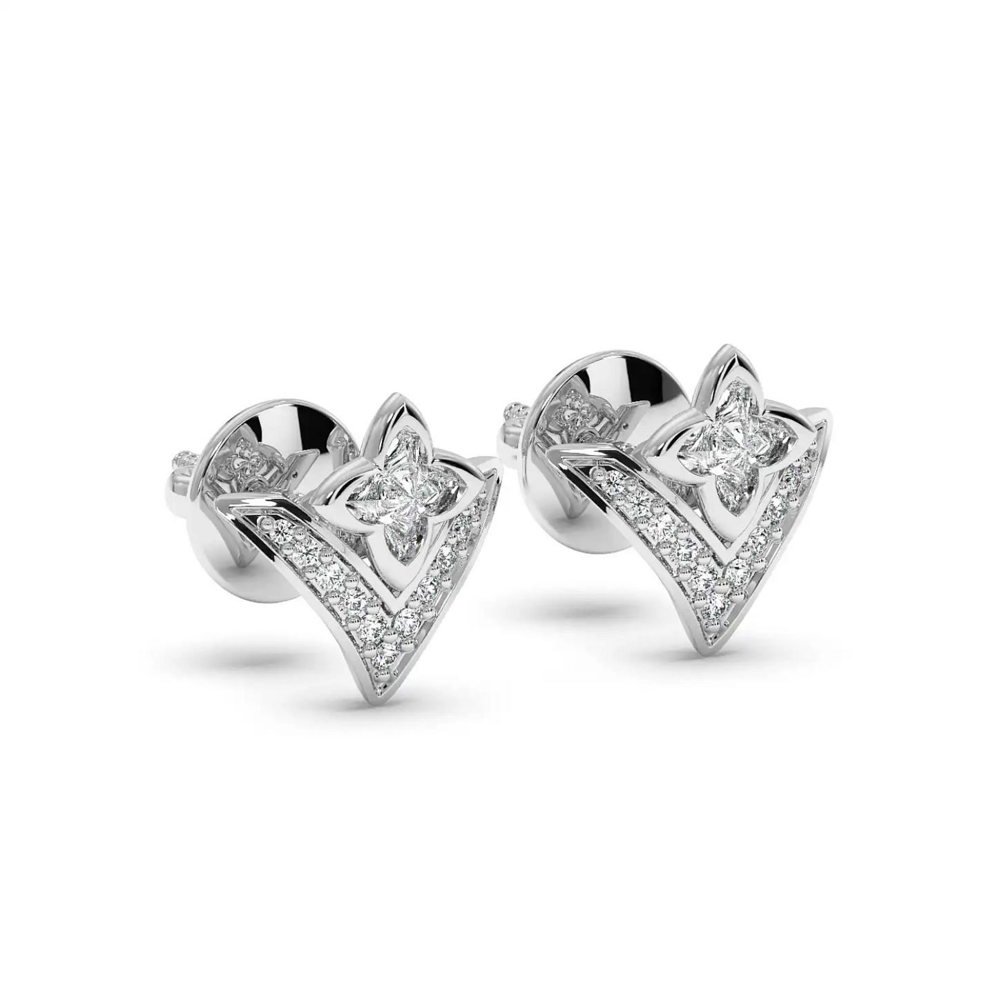 Floral V-Stud Earrings