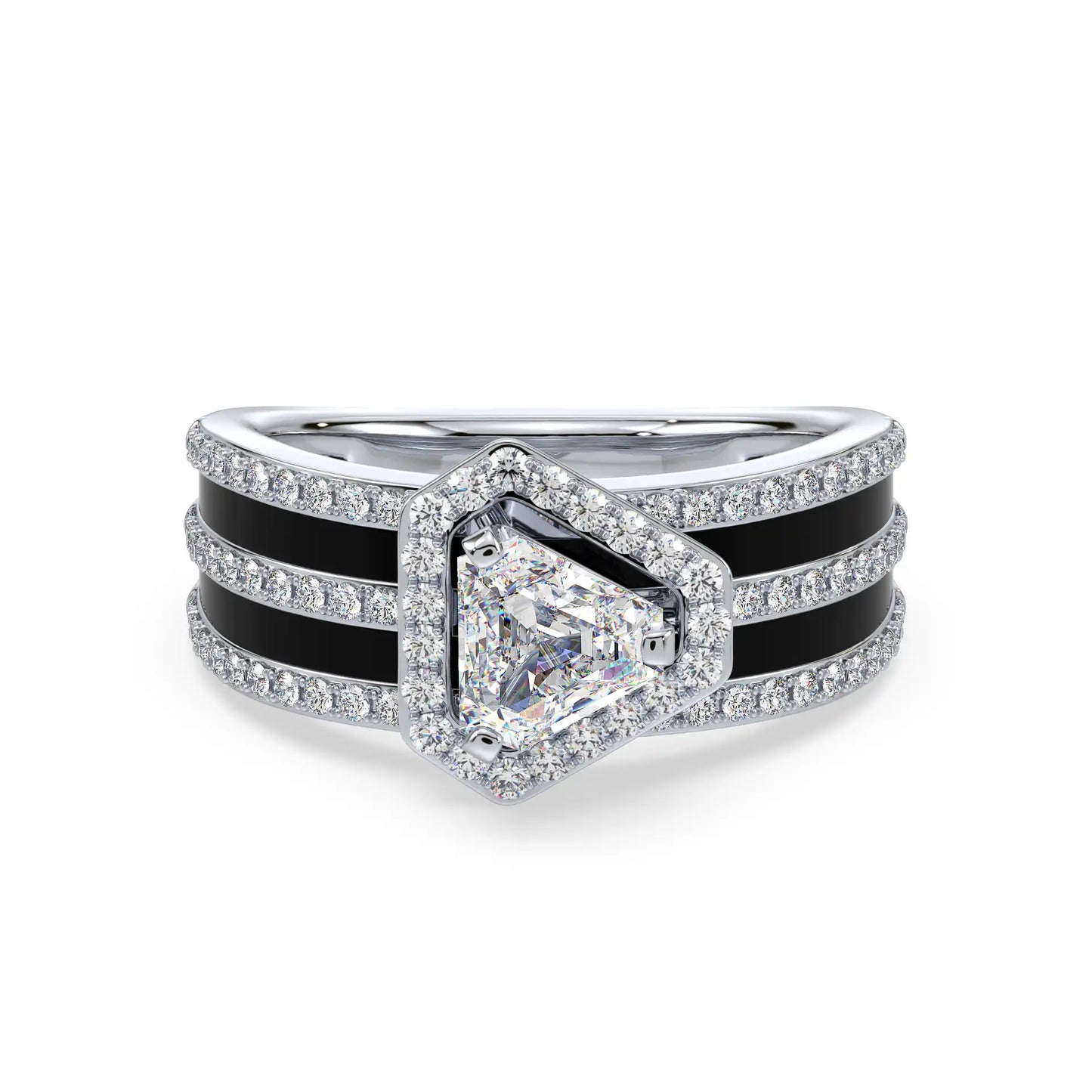 Solitaire Halo Ring - Trillion