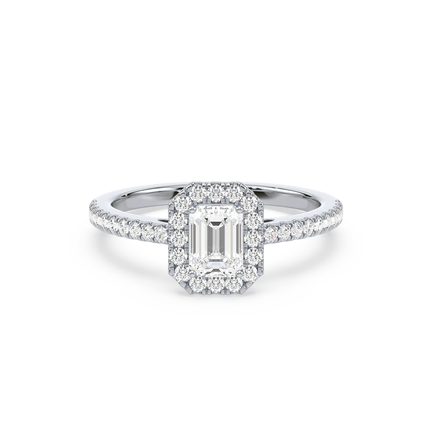 Solitaire Halo Ring - Emerald