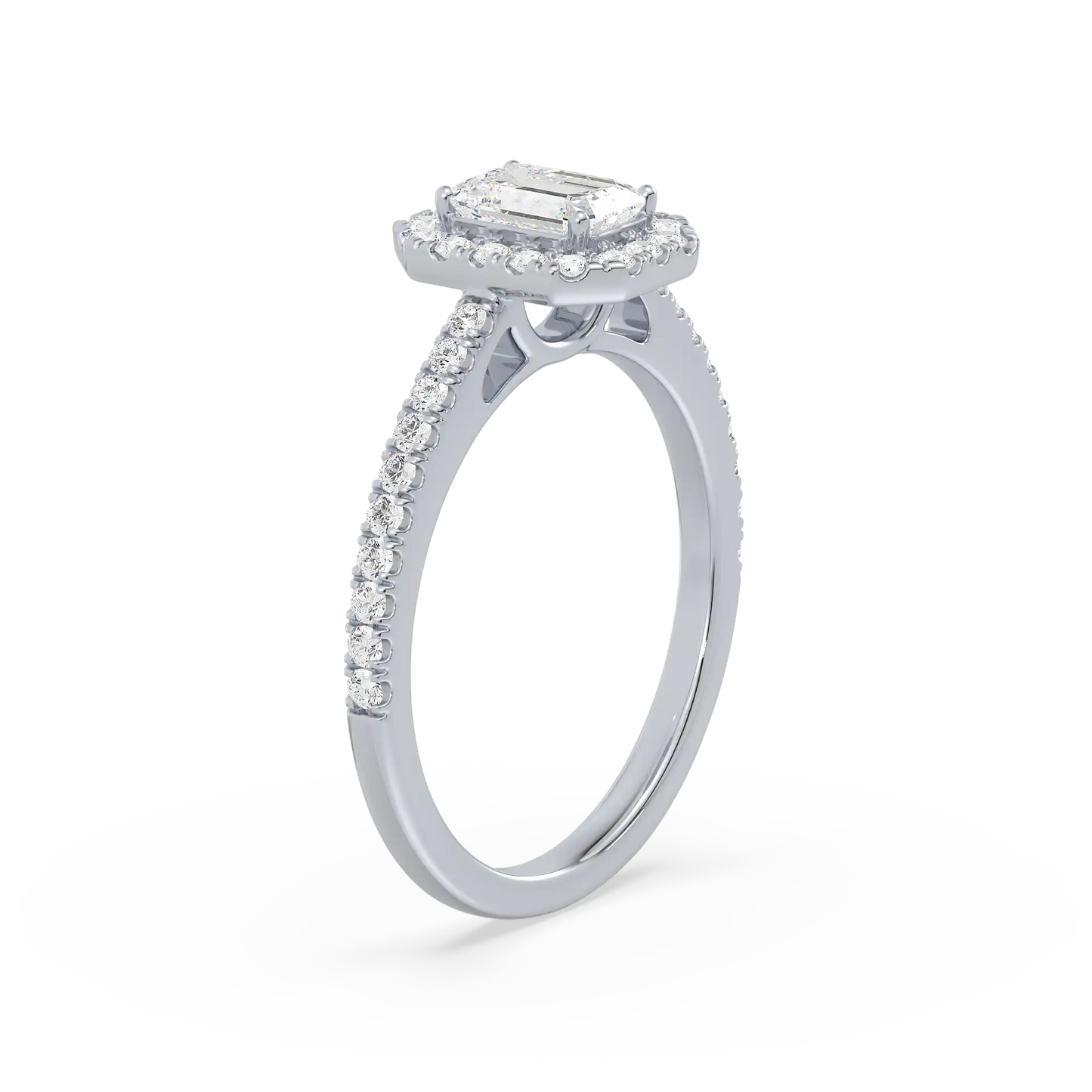 Solitaire Halo Ring - Emerald