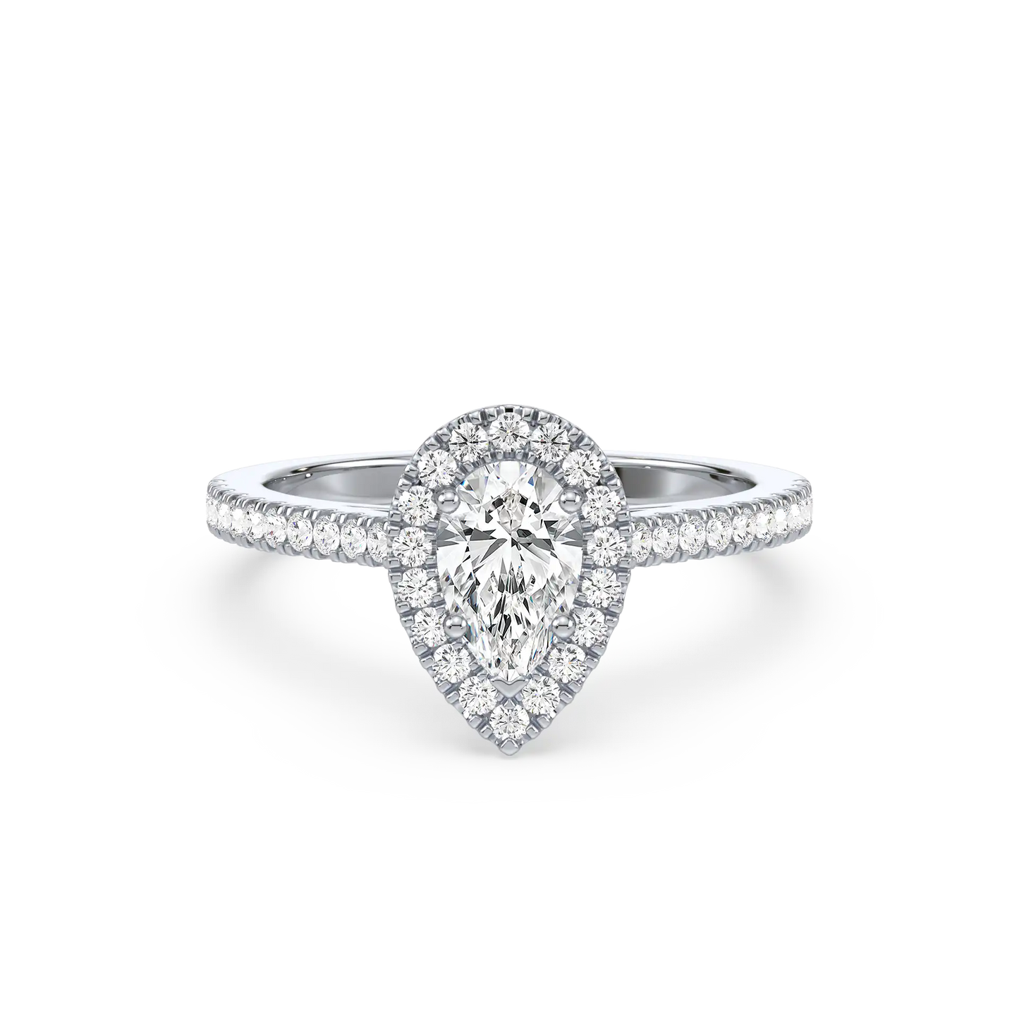 Solitaire Halo Ring - Pear
