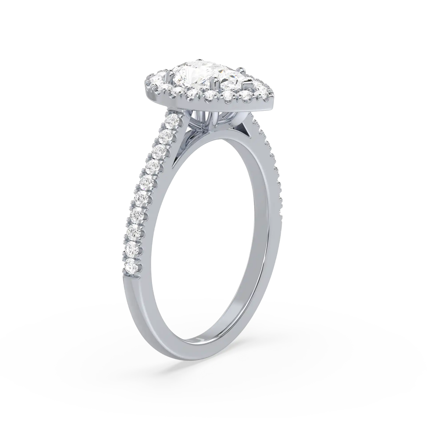 Solitaire Halo Ring - Pear