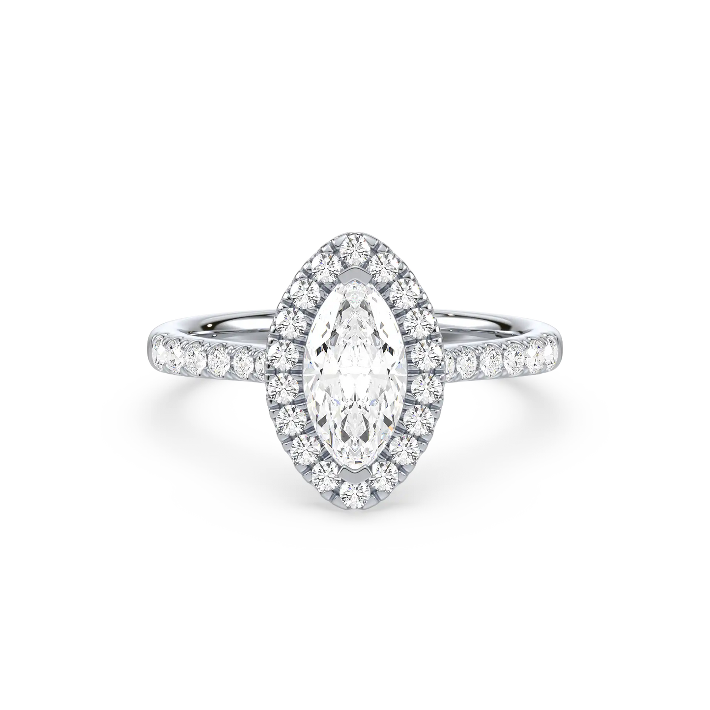 Solitaire Halo Ring - Marquise