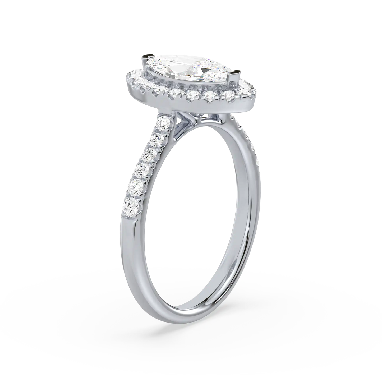 Solitaire Halo Ring - Marquise
