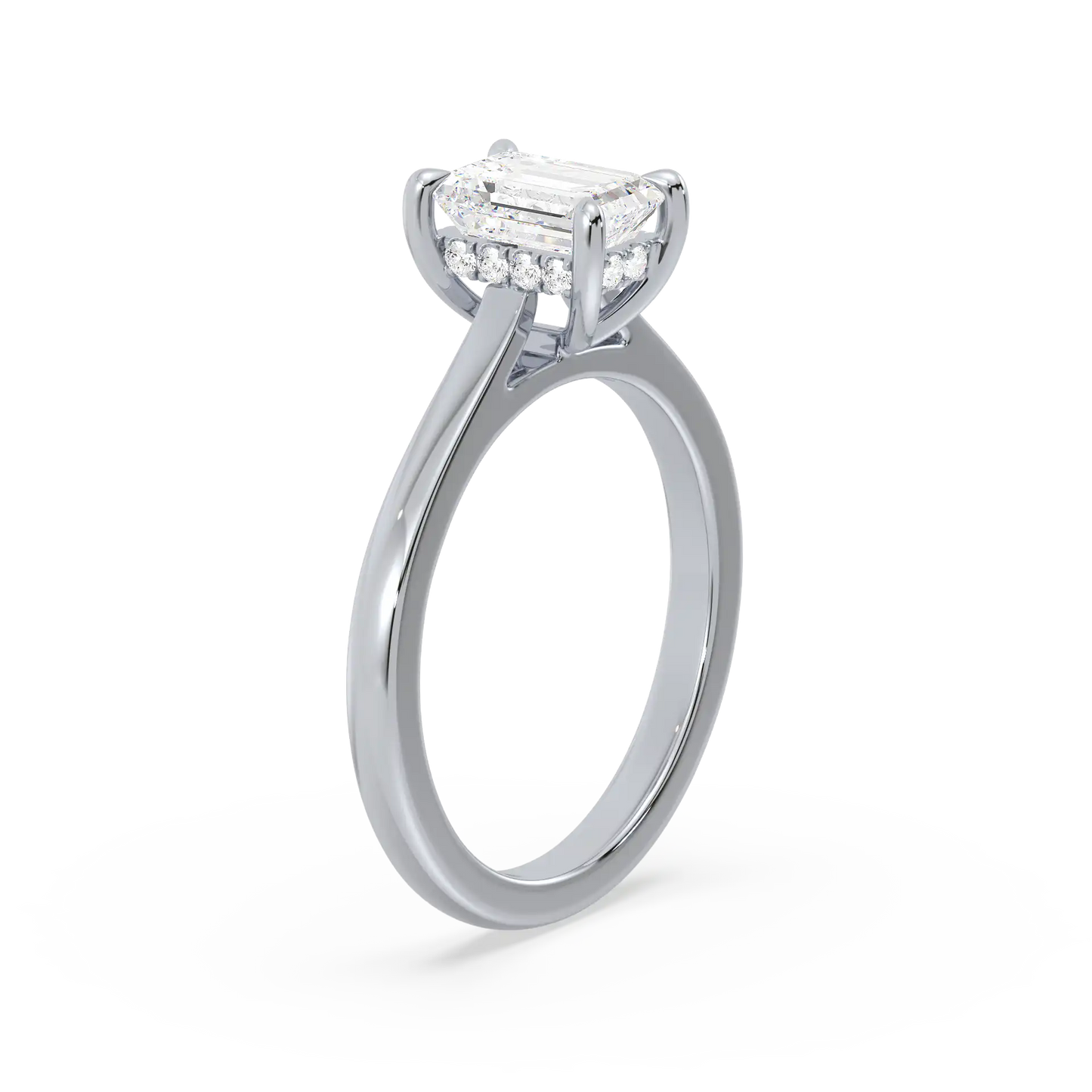 Solitaire Hidden Halo Ring - Emerald
