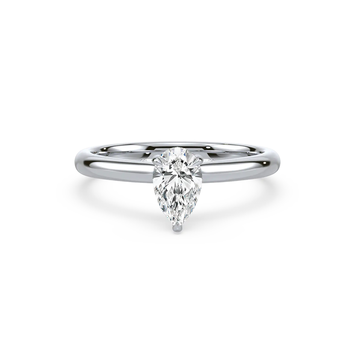 Solitaire Hidden Halo Ring - Pear