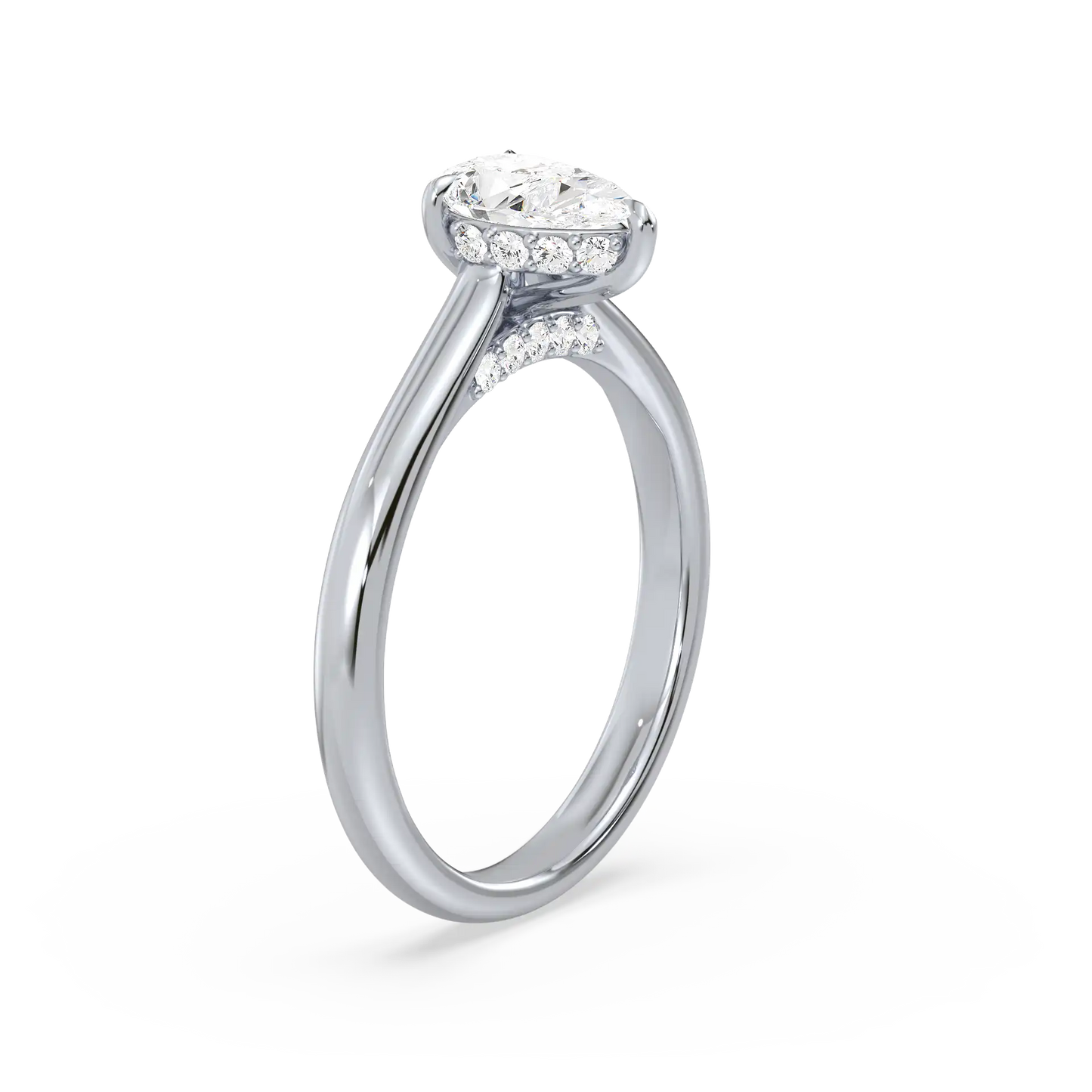 Solitaire Hidden Halo Ring - Pear