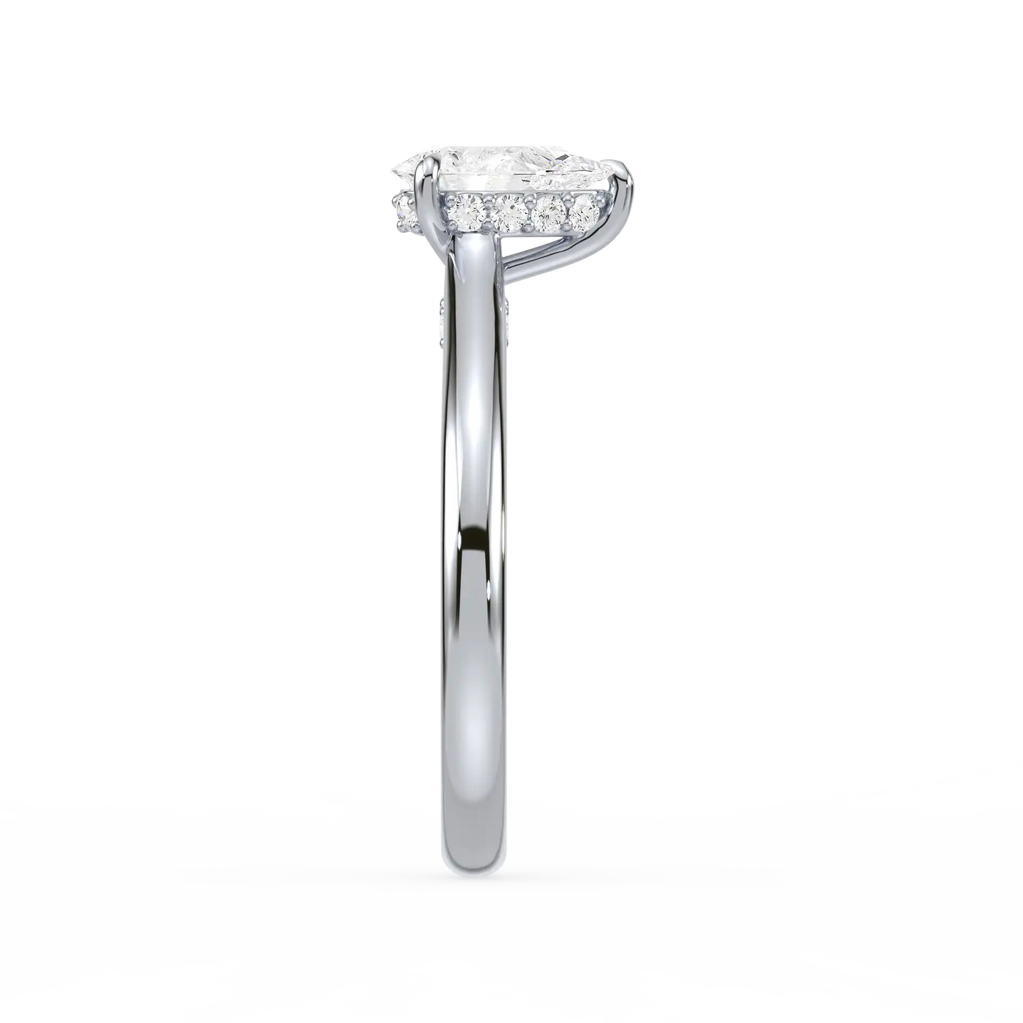 Solitaire Hidden Halo Ring - Pear