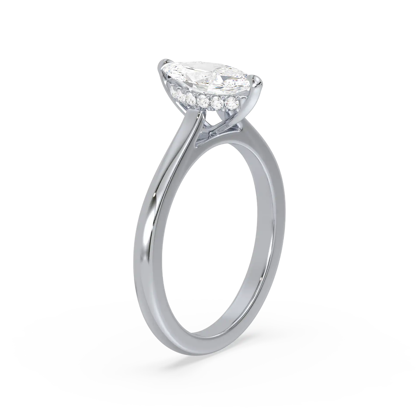 Solitaire Hidden Halo Ring - Marquise