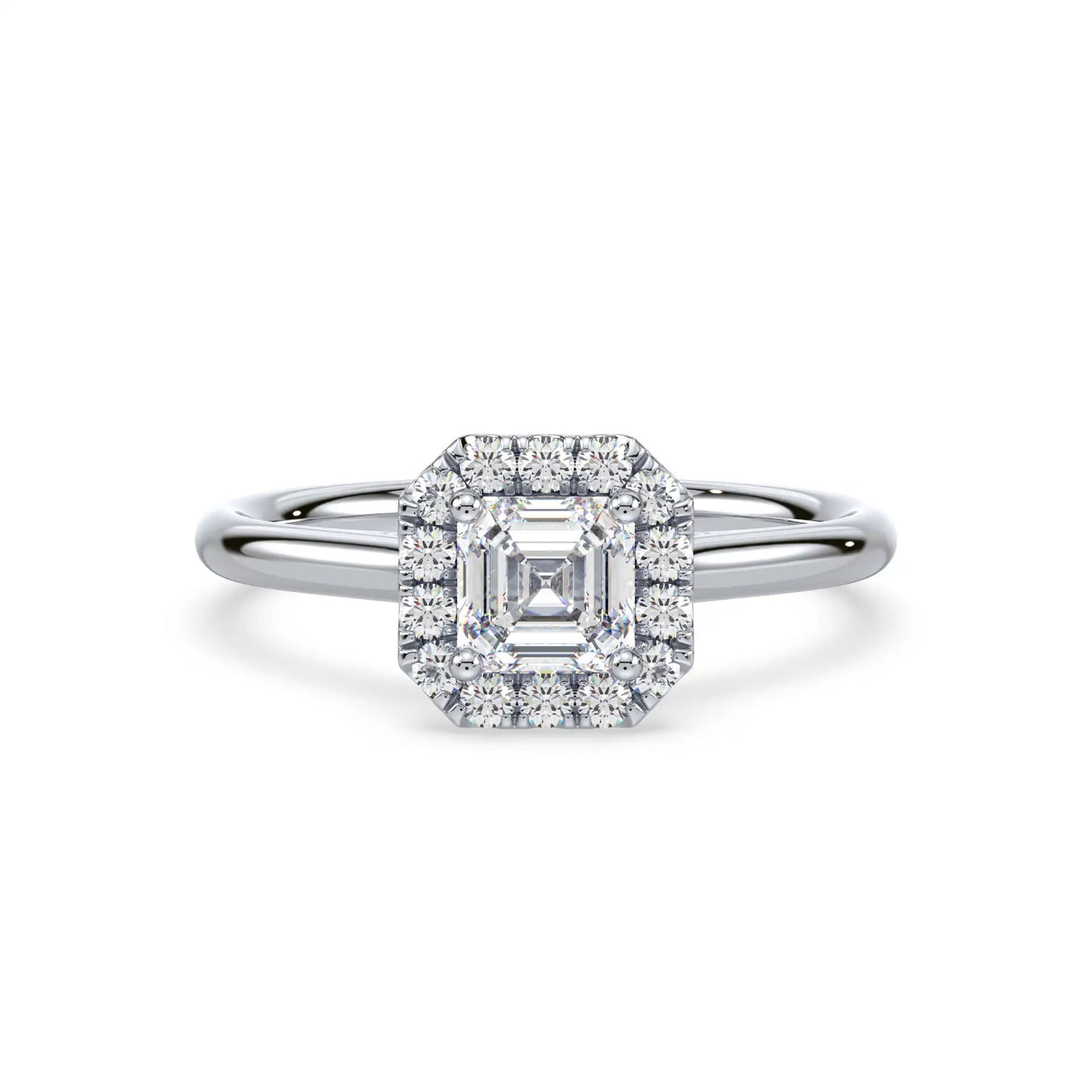 Solitaire Halo Ring - Asscher