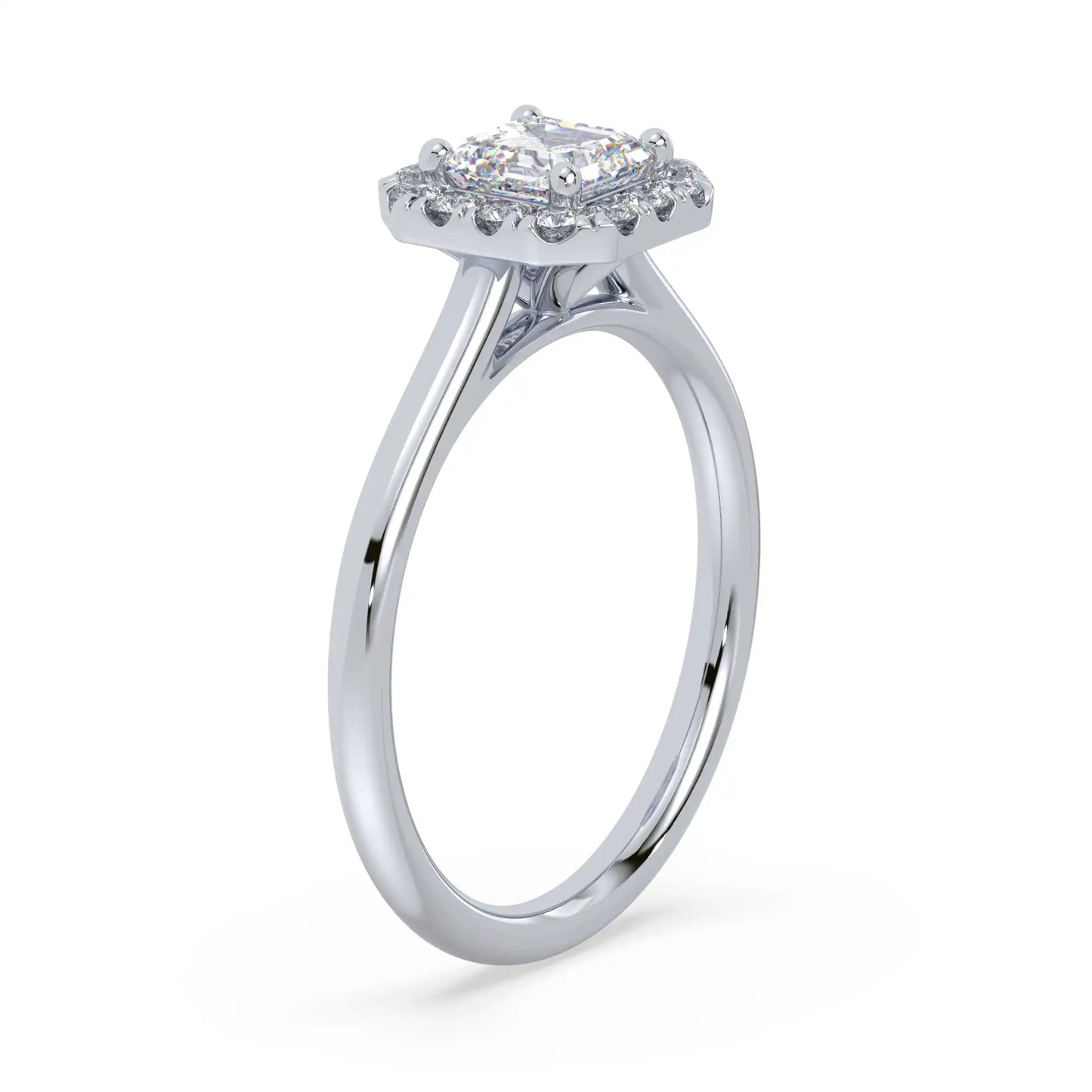 Solitaire Halo Ring - Asscher
