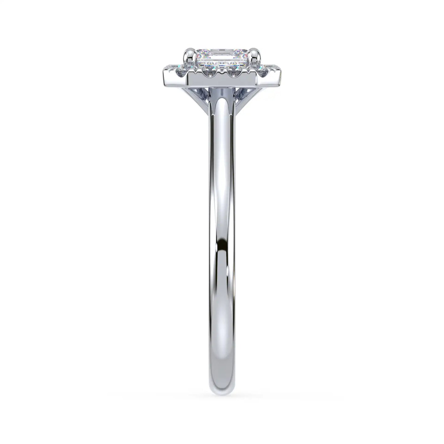 Solitaire Halo Ring - Asscher
