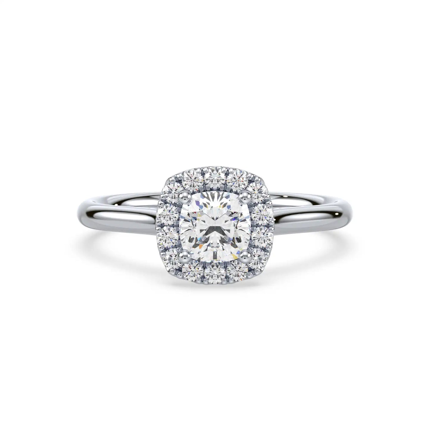 Solitaire Halo Ring - Cushion