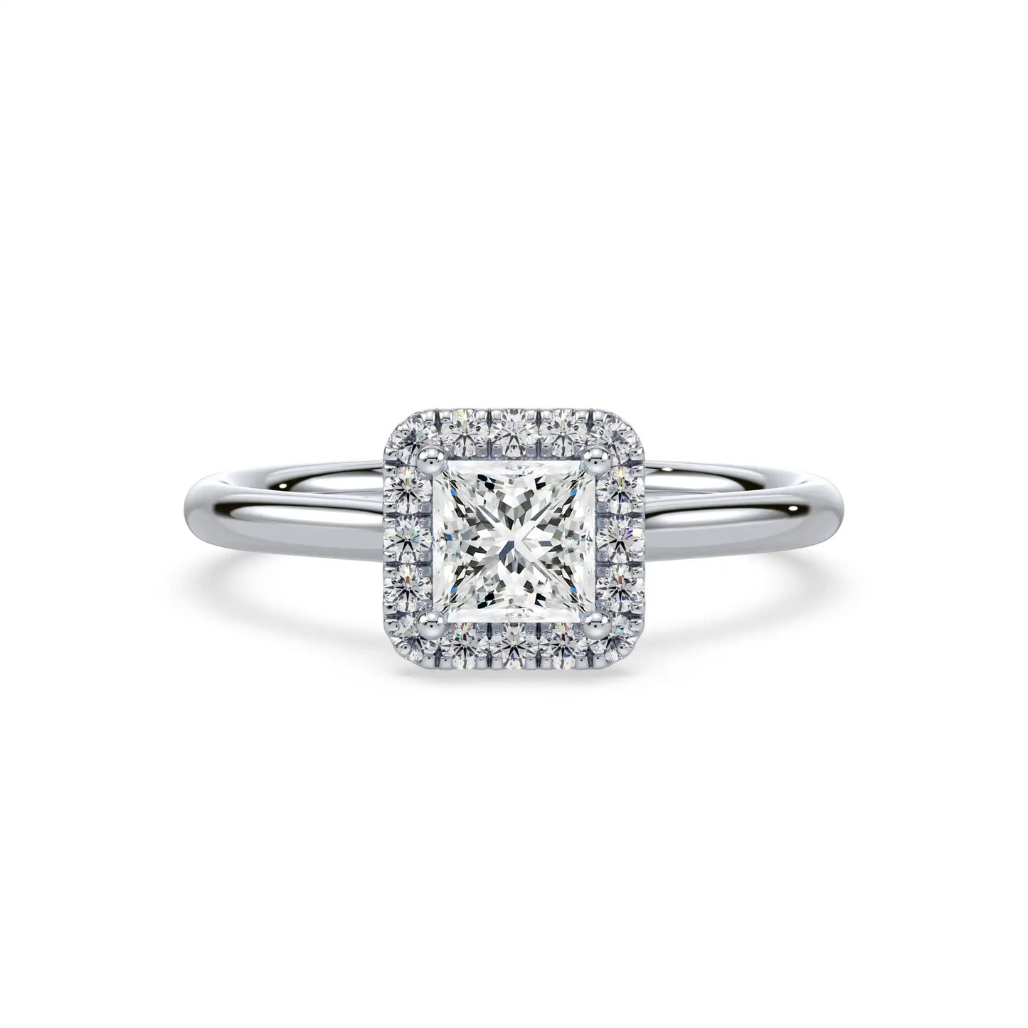 Solitaire Halo Ring - Princess
