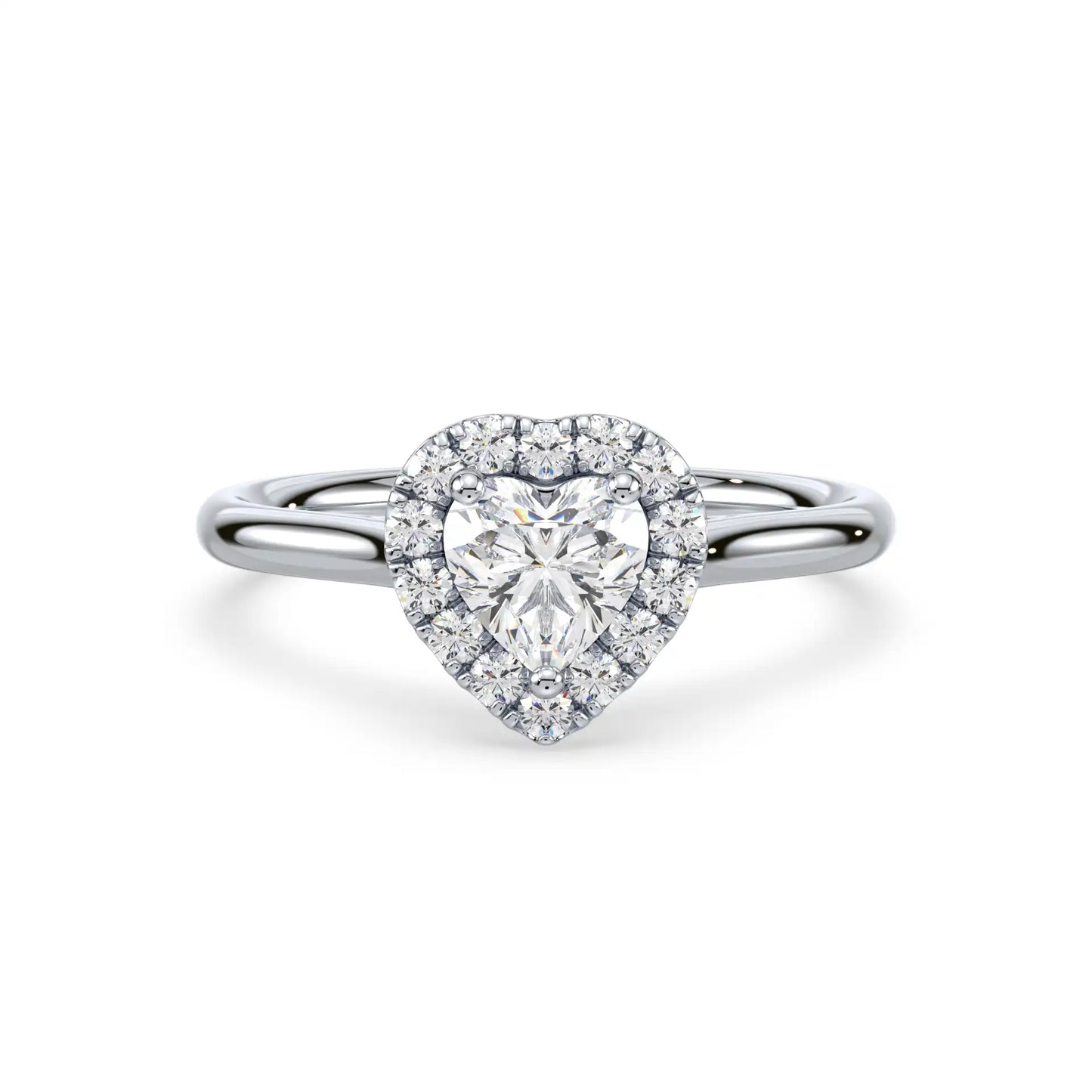 Solitaire Halo Ring - Heart