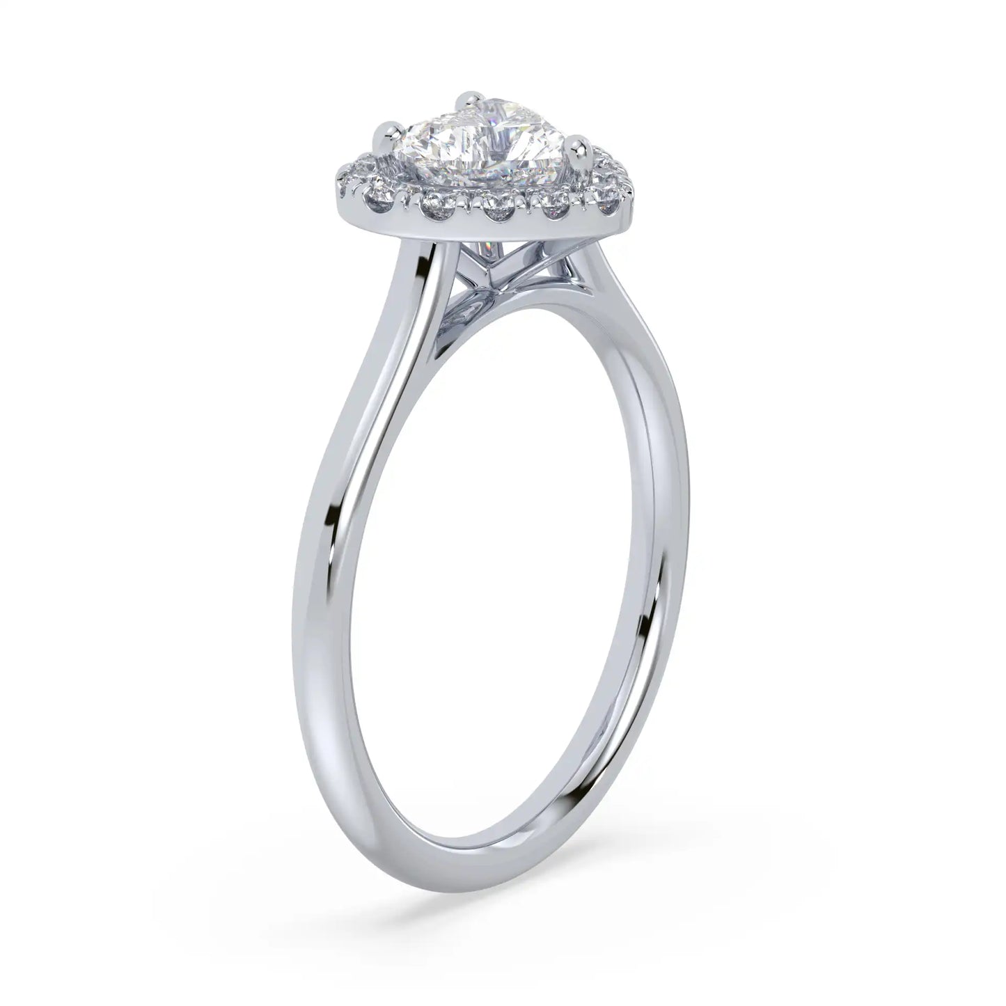 Solitaire Halo Ring - Heart