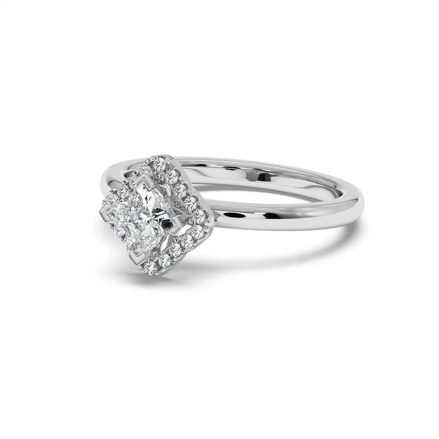 Solitaire Halo Ring - Floral