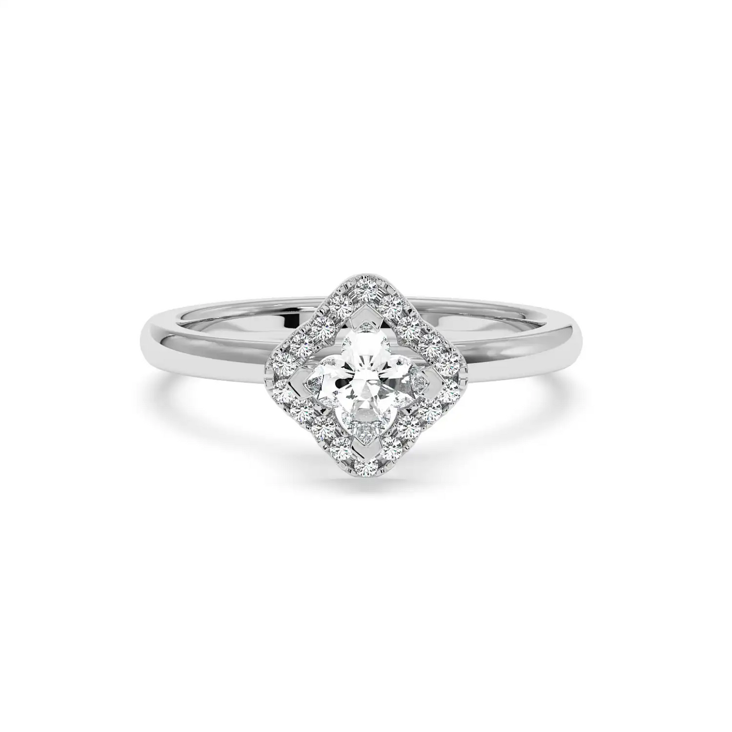 Solitaire Halo Ring - Floral