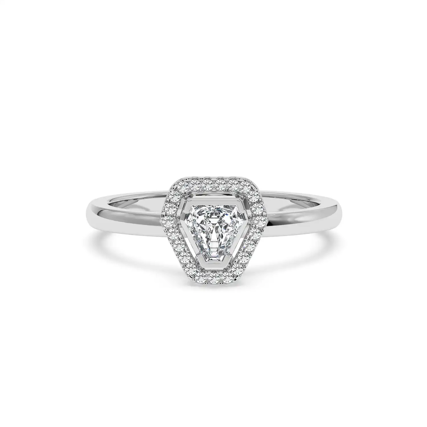 Solitaire Halo Ring - Coffin