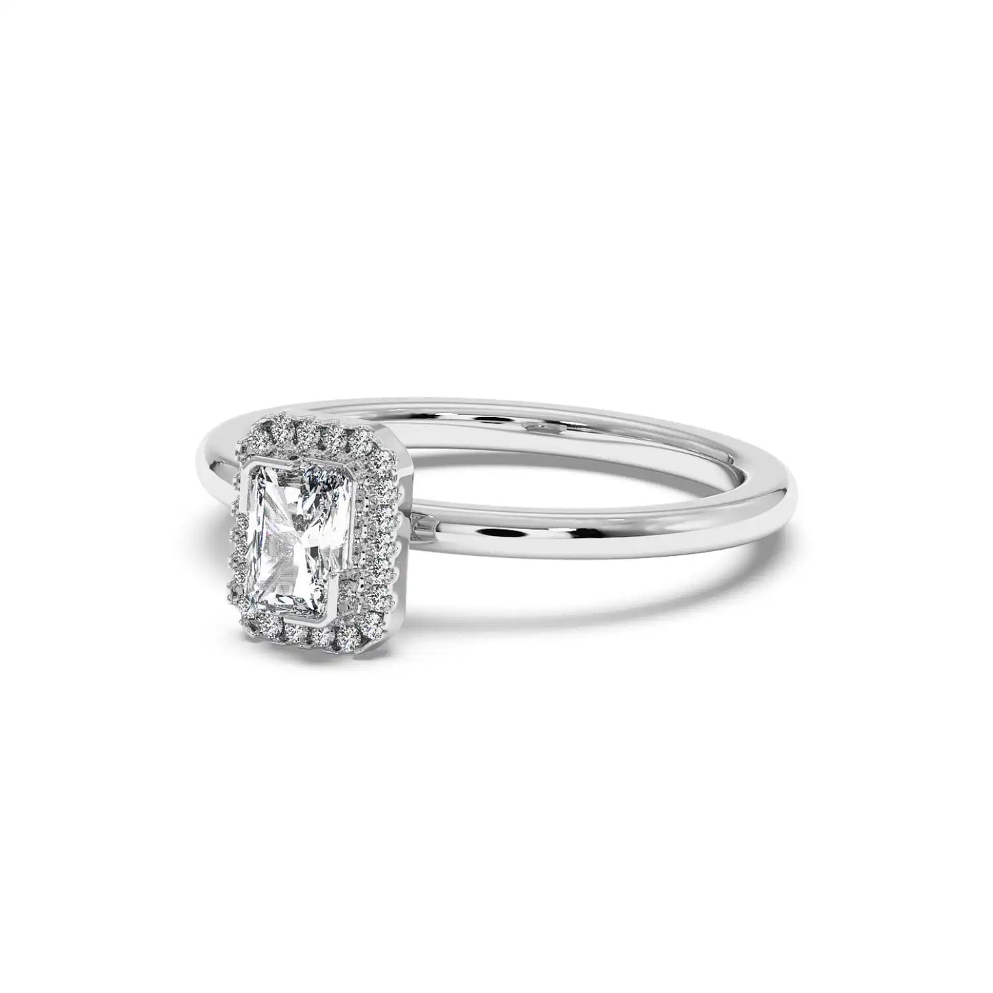 Solitaire Halo Ring - Radiant