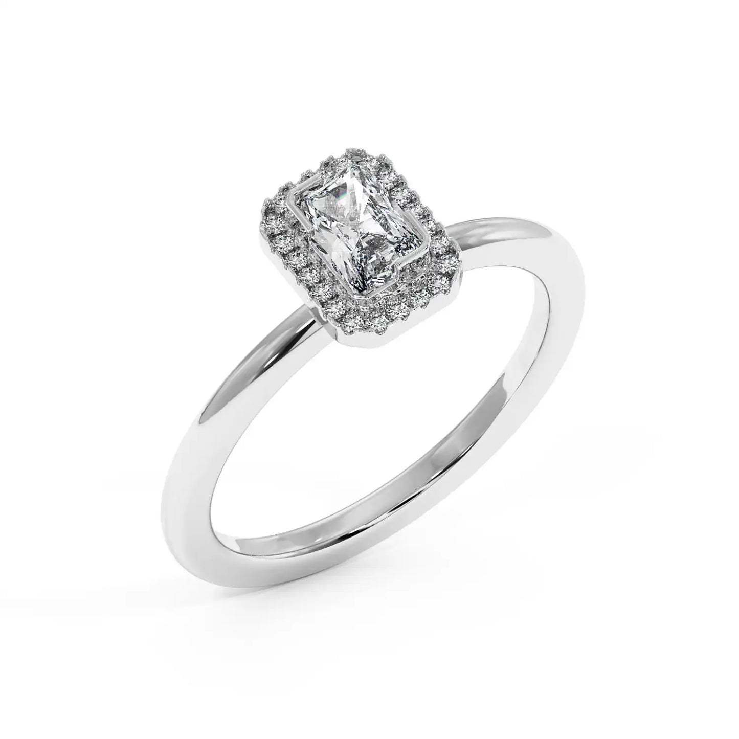 Solitaire Halo Ring - Radiant