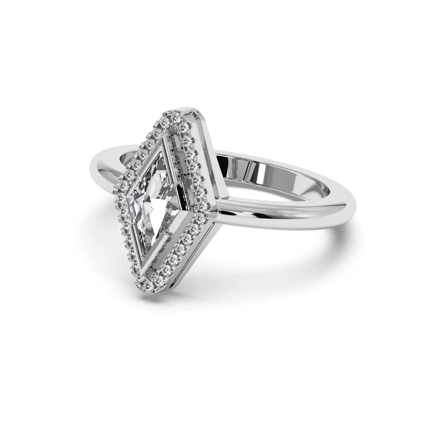 Solitaire Halo Ring - Lozenge