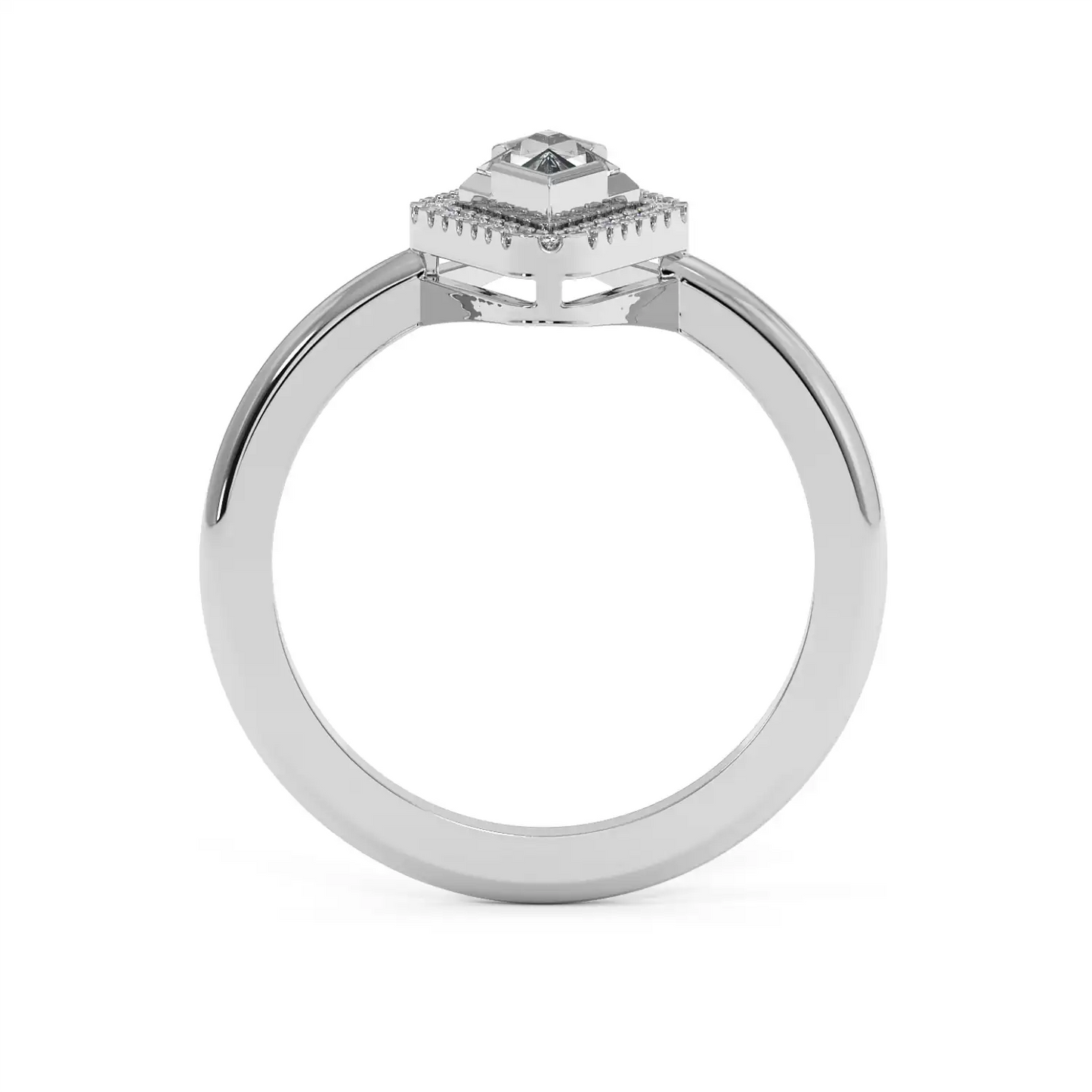 Solitaire Halo Ring - Lozenge