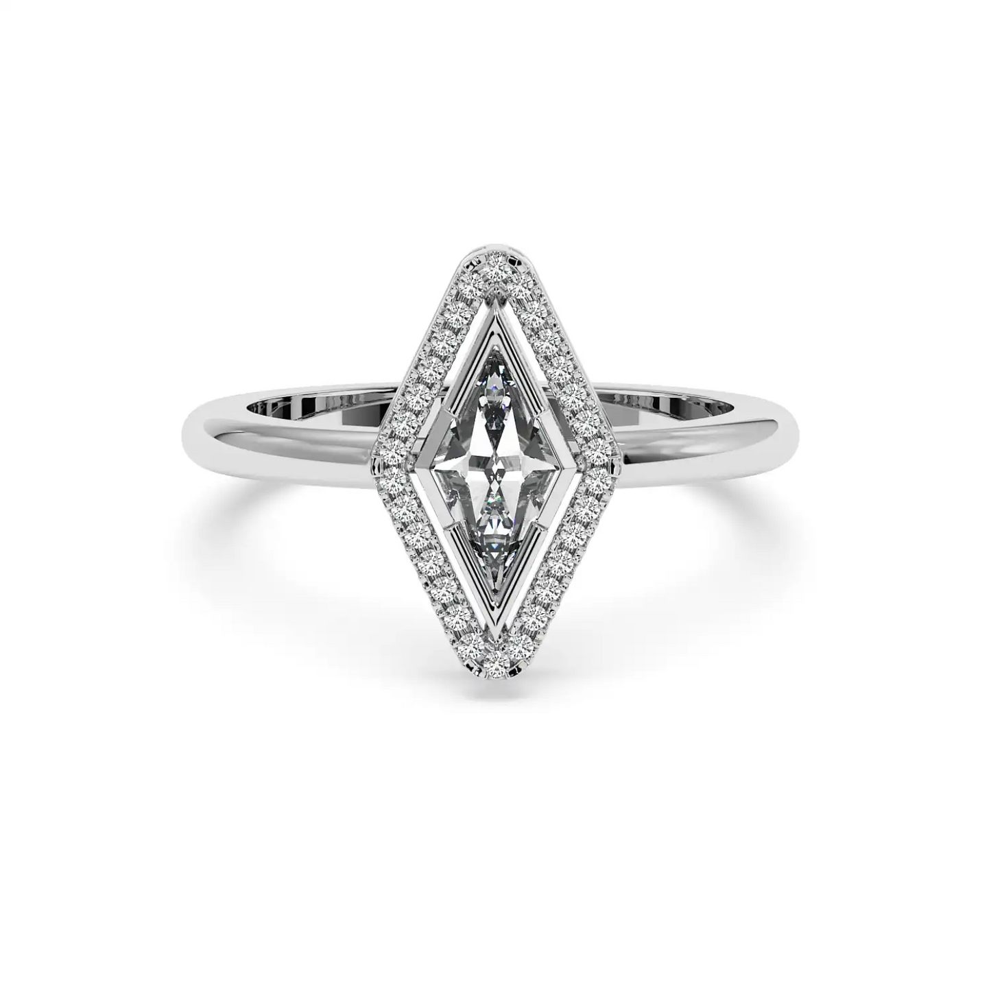 Solitaire Halo Ring - Lozenge
