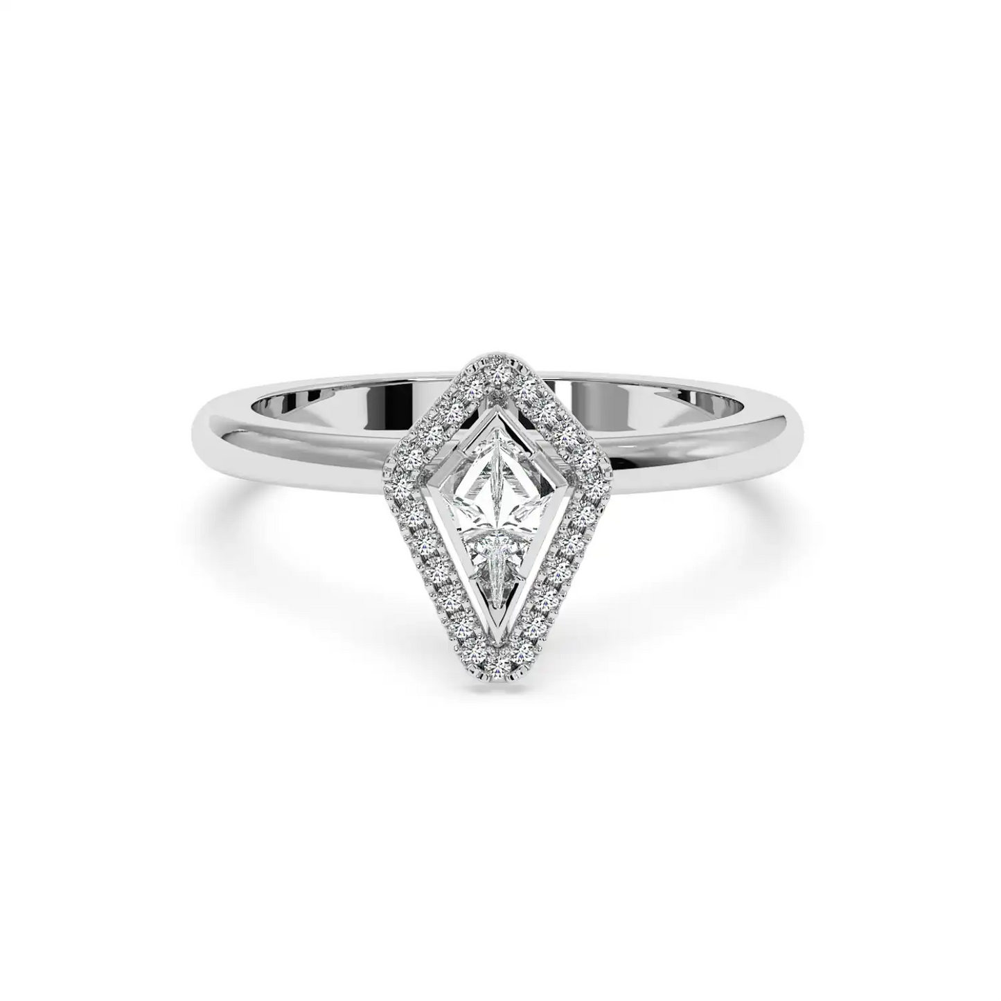 Solitaire Halo Ring - Kite