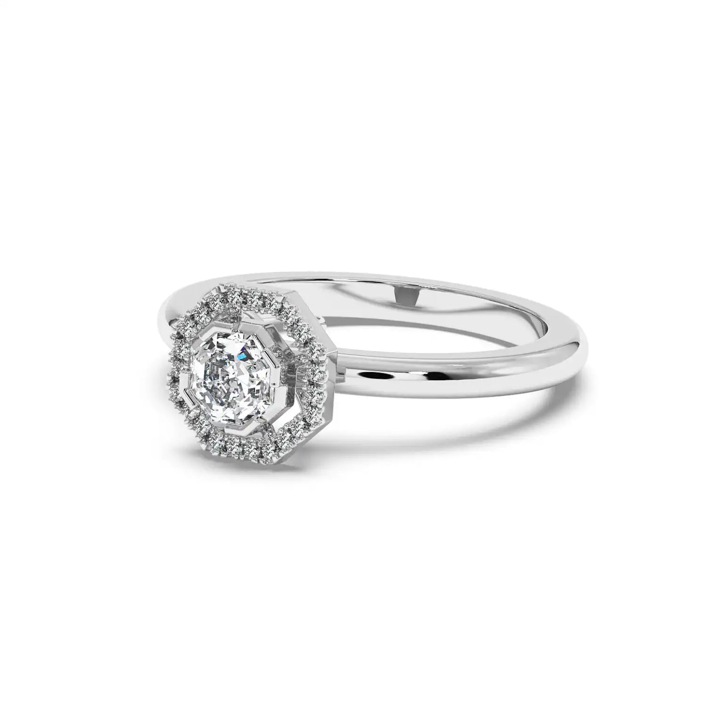 Solitaire Halo Ring - Octagon