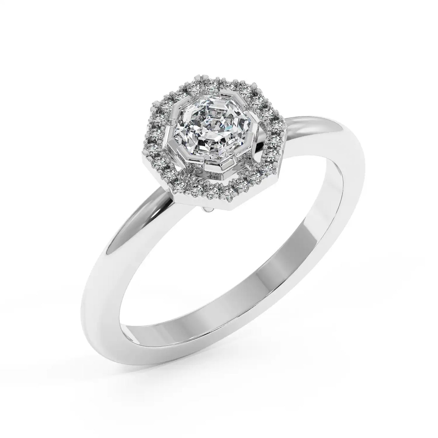 Solitaire Halo Ring - Octagon