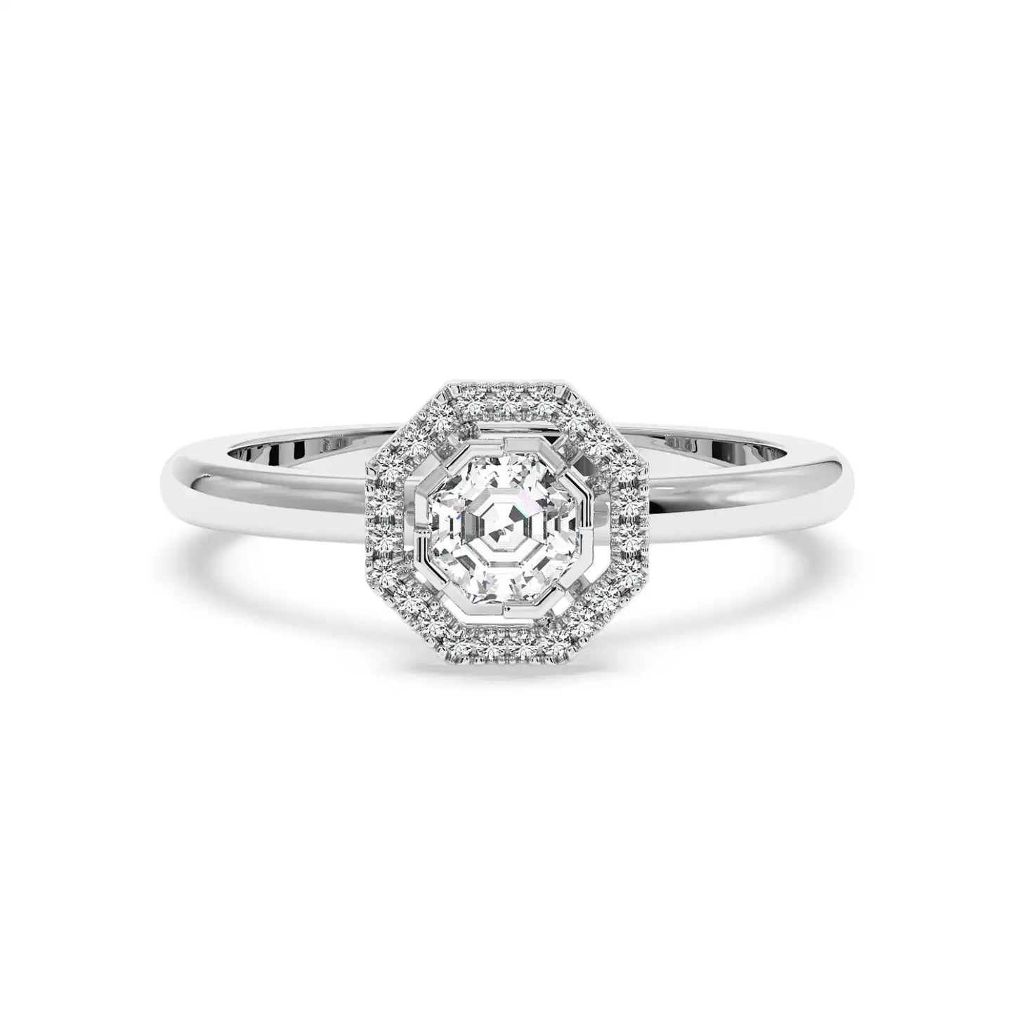 Solitaire Halo Ring - Octagon