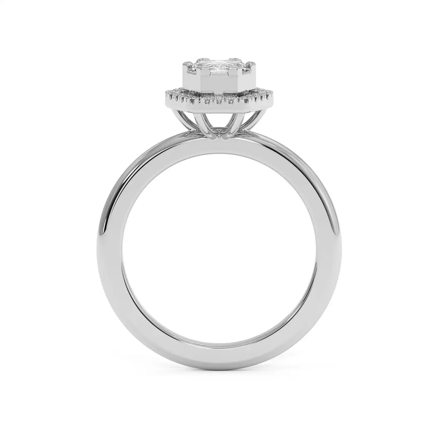 Solitaire Halo Ring - Hexagon