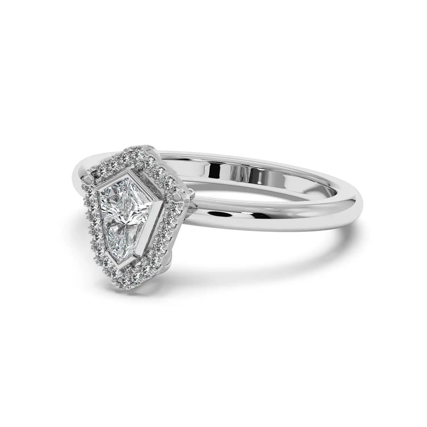 Solitaire Halo Ring - Shield