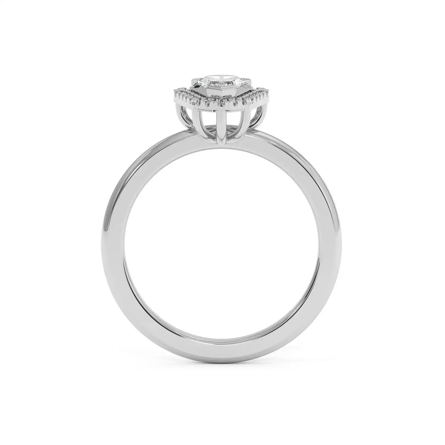 Solitaire Halo Ring - Shield