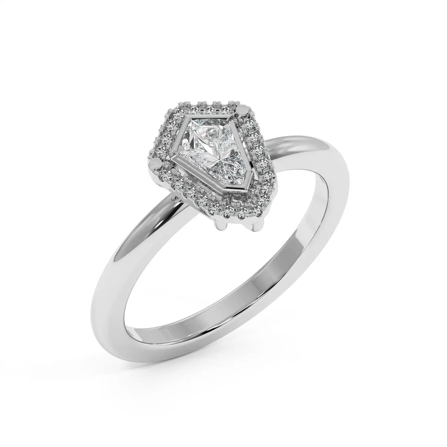 Solitaire Halo Ring - Shield