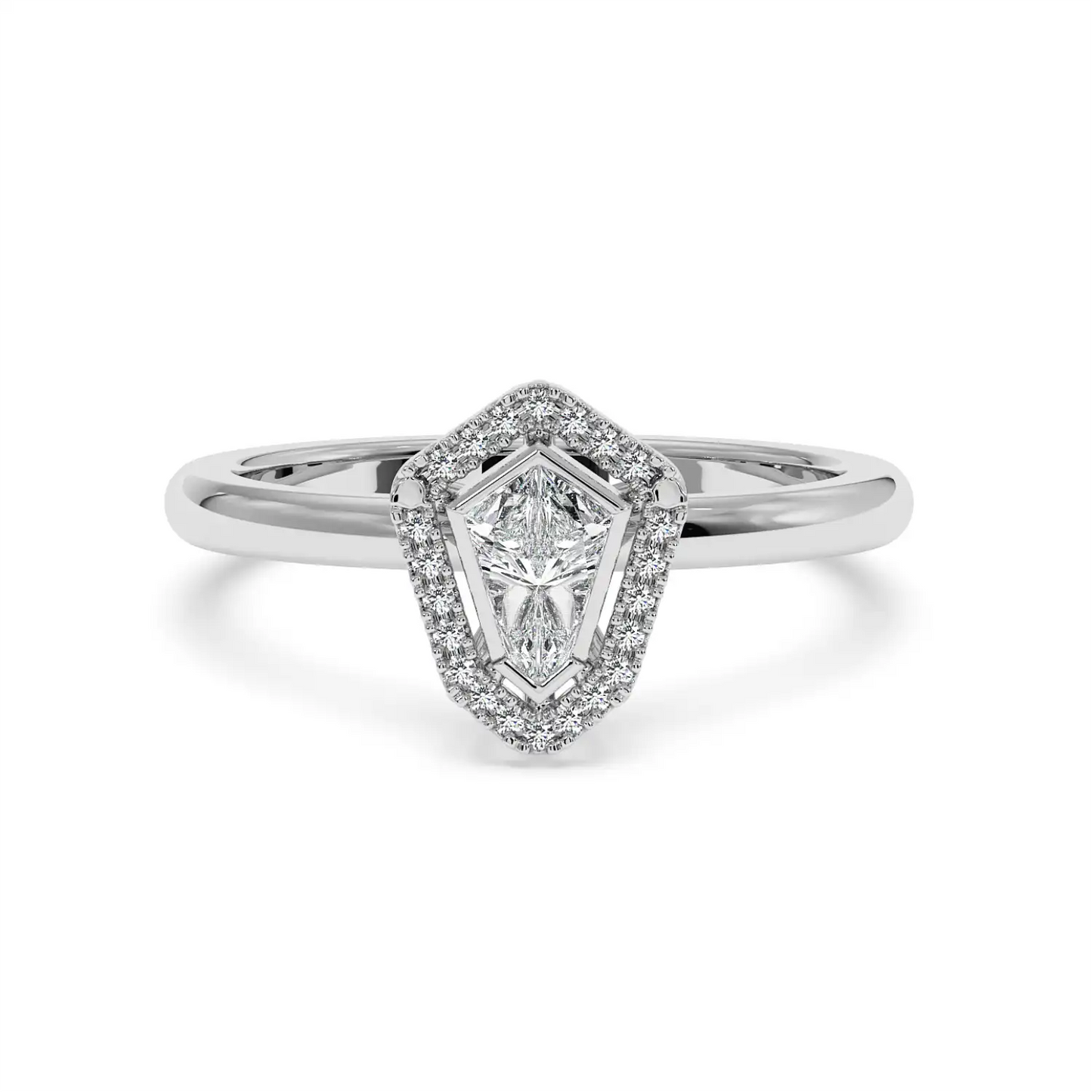 Solitaire Halo Ring - Shield