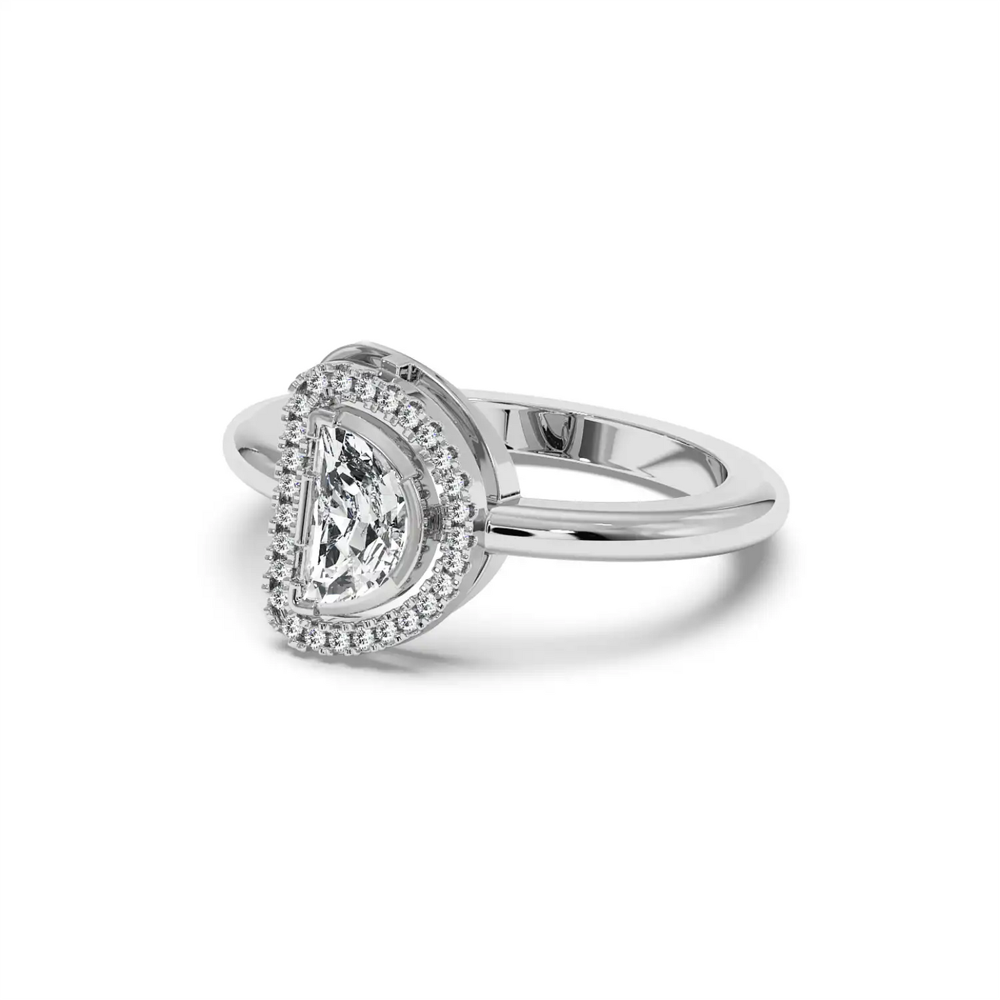 Solitaire Halo Ring - Halfmoon