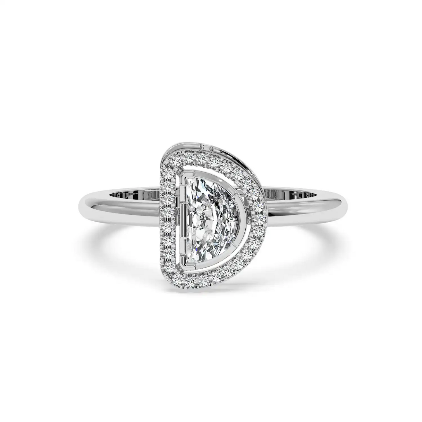 Solitaire Halo Ring - Halfmoon