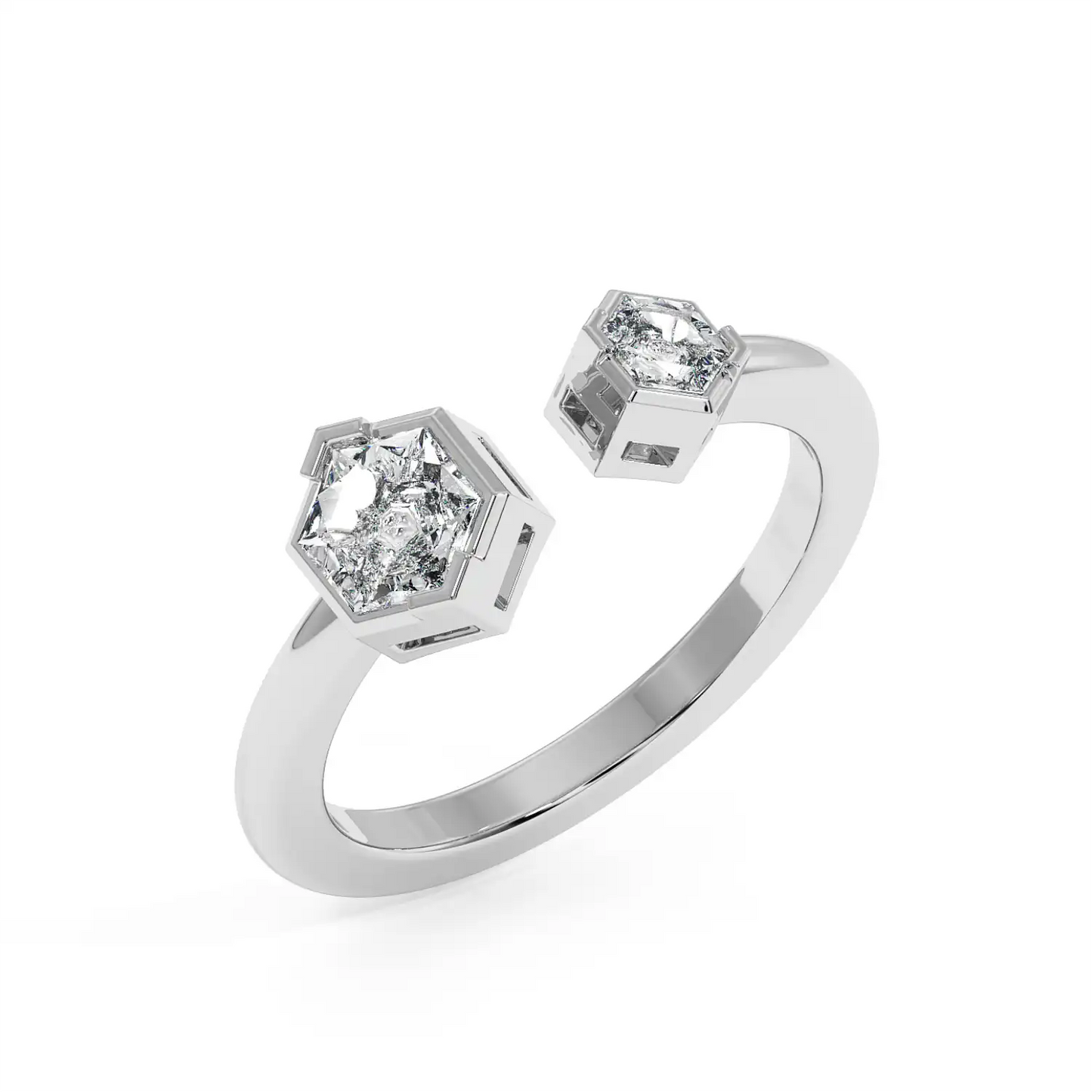 Two Stone Ring - Hexagon