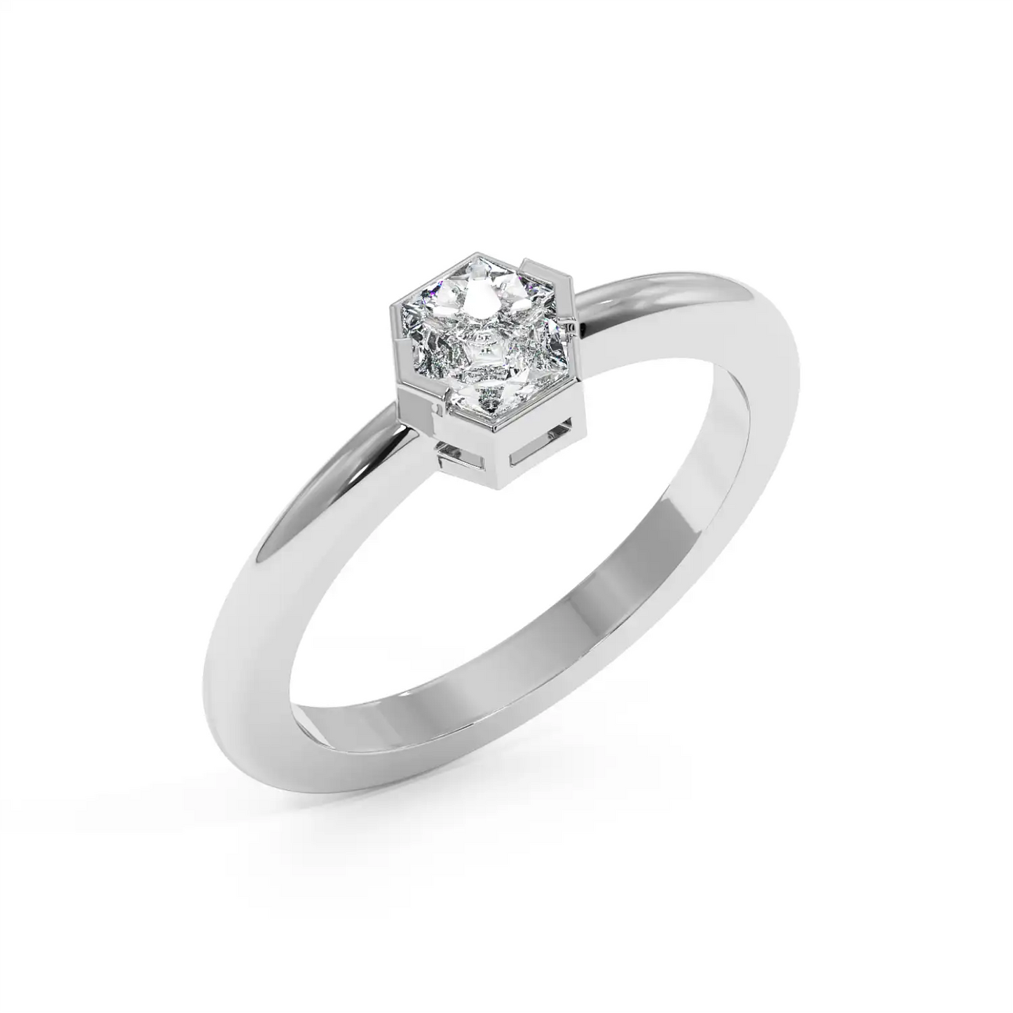 Solitaire Ring - Hexagon