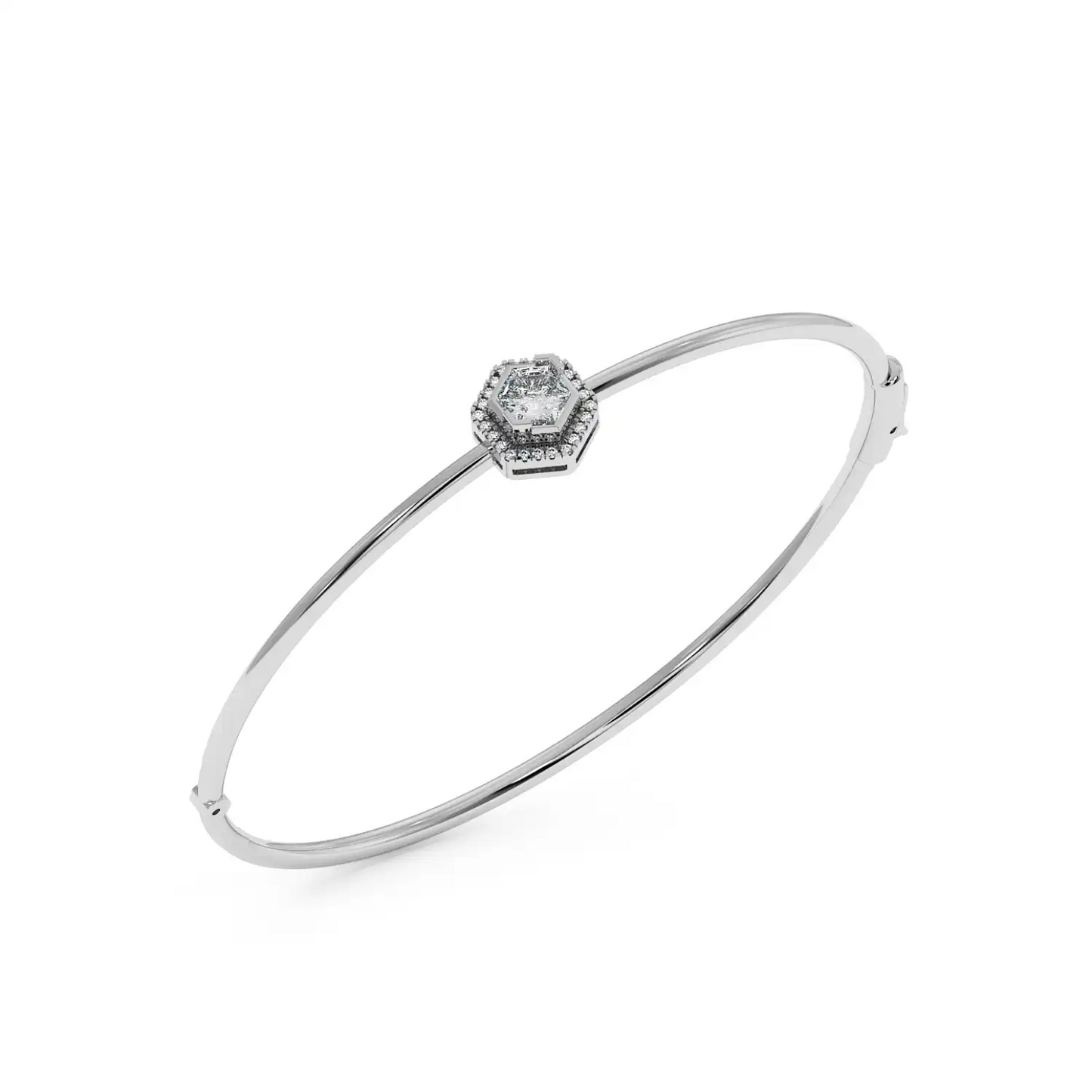 Solitaire Halo Bracelet - Hexagon