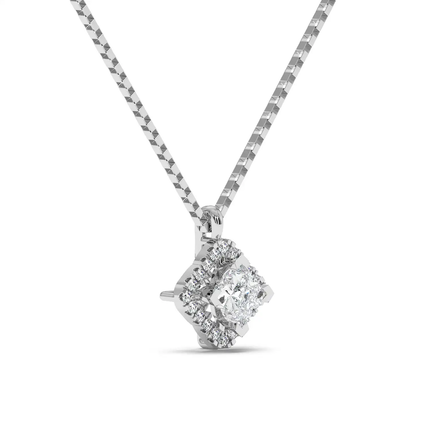 Solitaire Halo Pendant - Floral