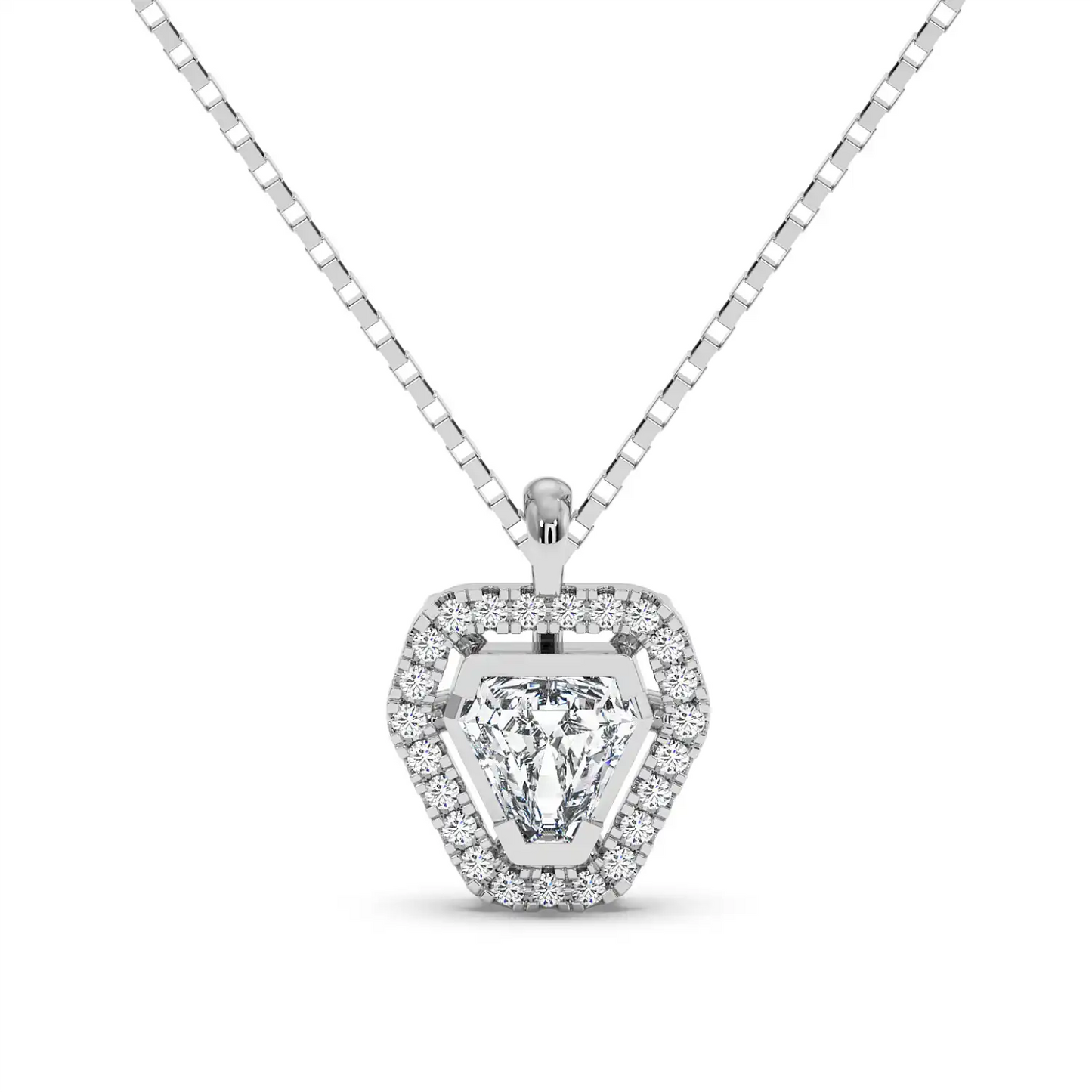 Solitaire Halo Pendant - Coffin