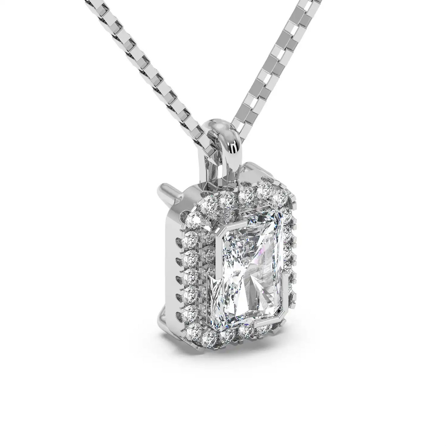 Solitaire Halo Pendant - Radiant