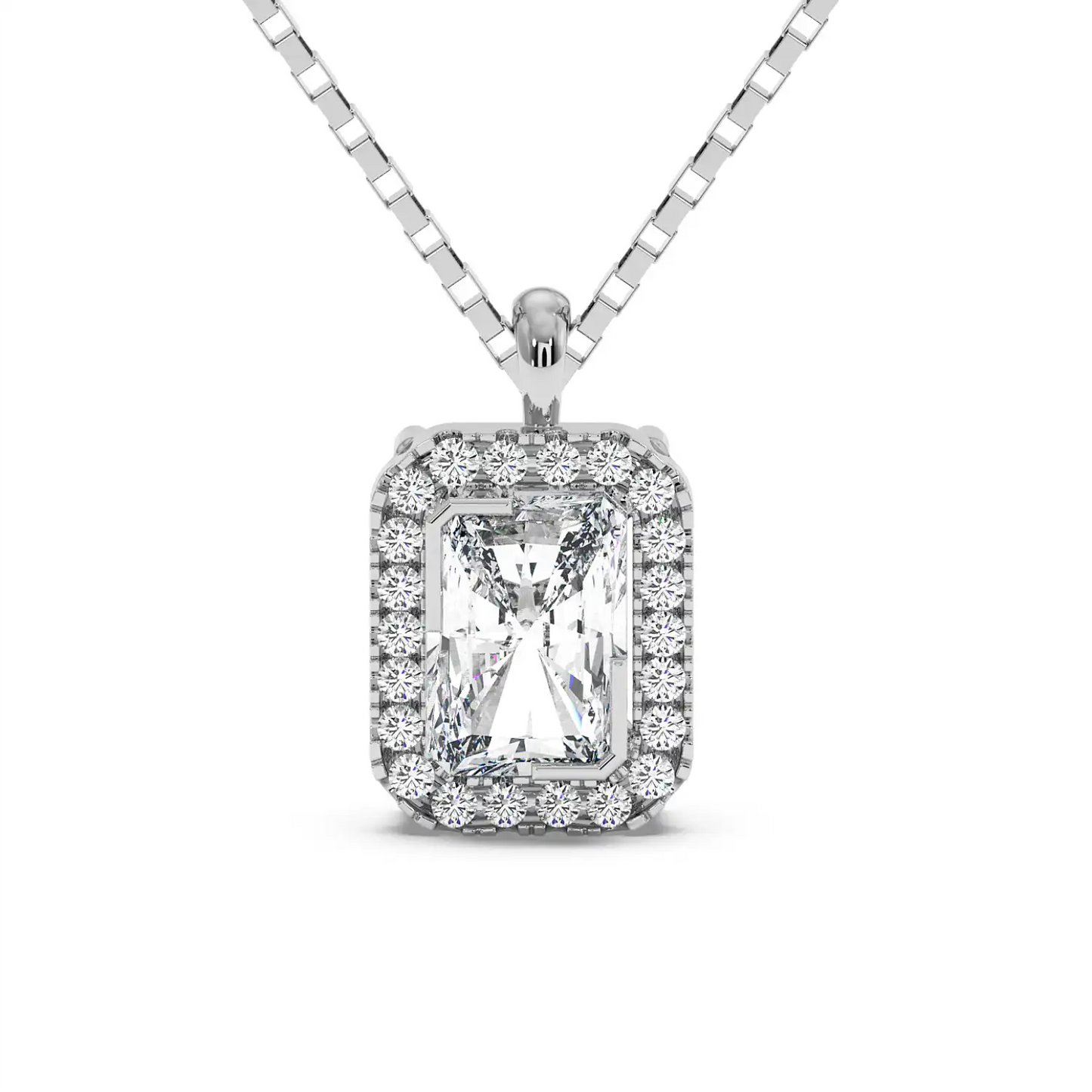 Solitaire Halo Pendant - Radiant